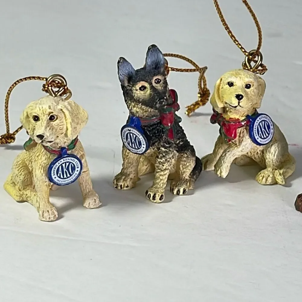 Lot of 5 American Kennel Club  tiny dog ornaments.